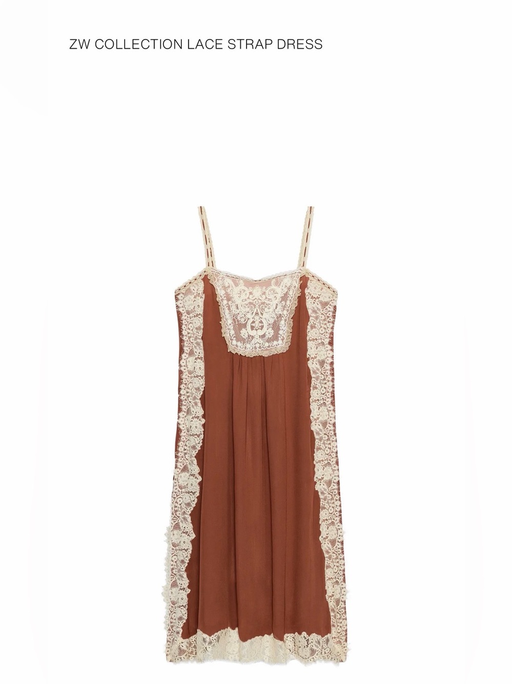 NWT Zara Lace Strap Midi Maxi Dress with Cream Lace Brick Small 5107/088 - Picture 5 of 9